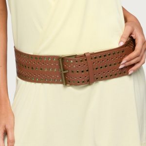 Western Grommet Faux Leather Belt