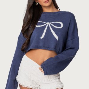 Knit Bow Cropped Sweater