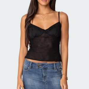 Angelina Sheer Lace Tank Top