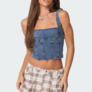 Pollie Denim Bustier Top