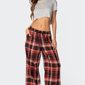 Lounge Around Plaid Wide Leg Pants