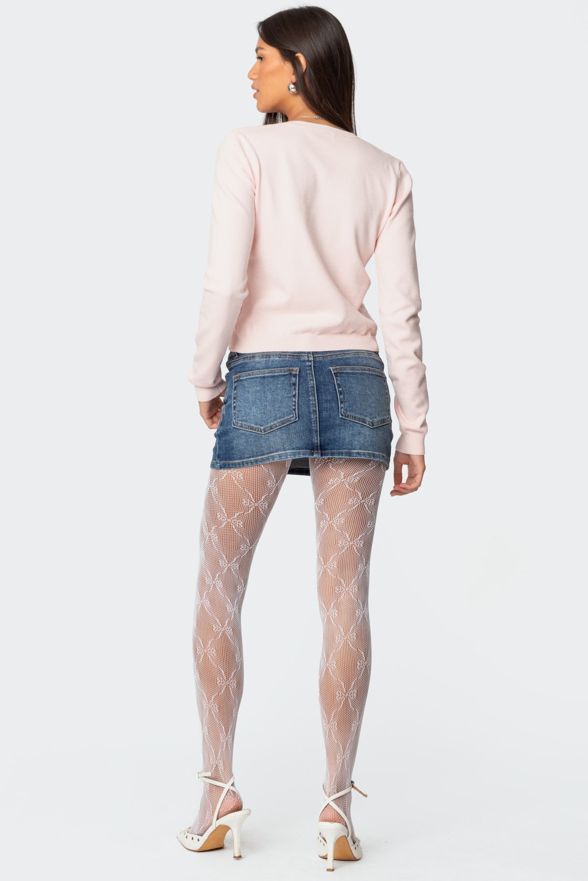 Contrast Bow Knit Cardigan - Image 5