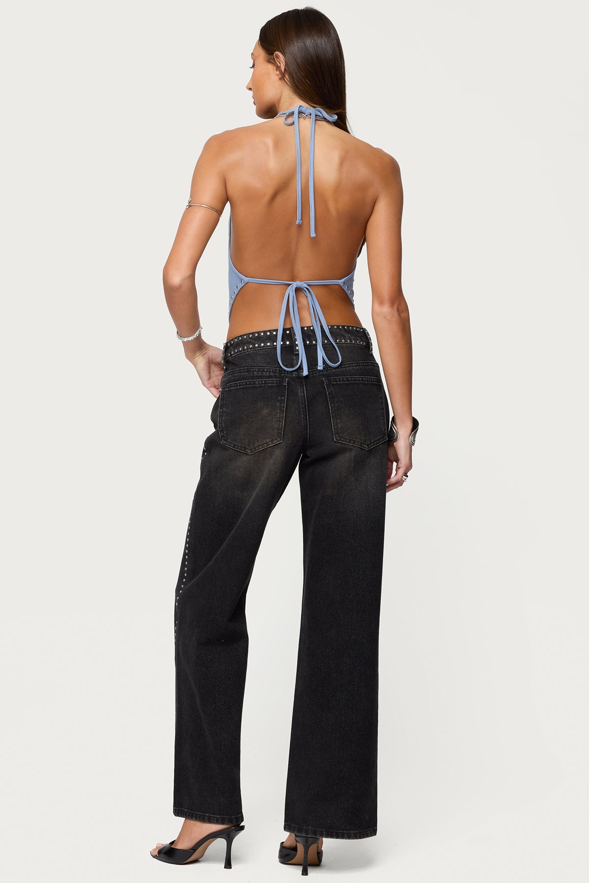 Zenya Backless Cowl Neck Halter Top - Image 2