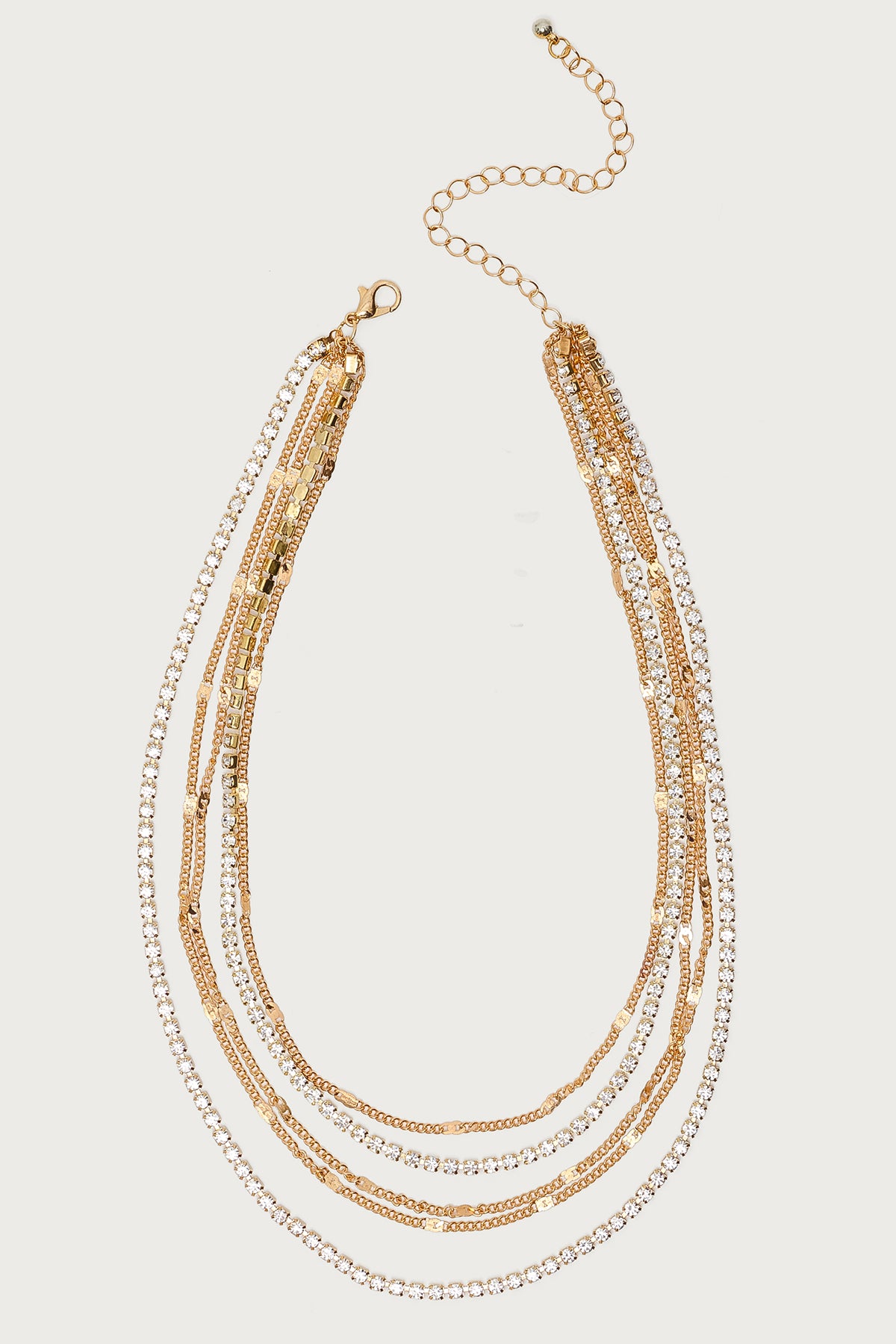 Layered Rhinestone Chain Necklace - Image 2