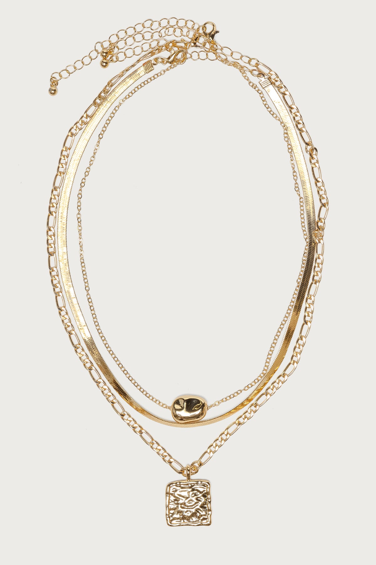 Layered Textured Mixed Chain Necklace - Image 2