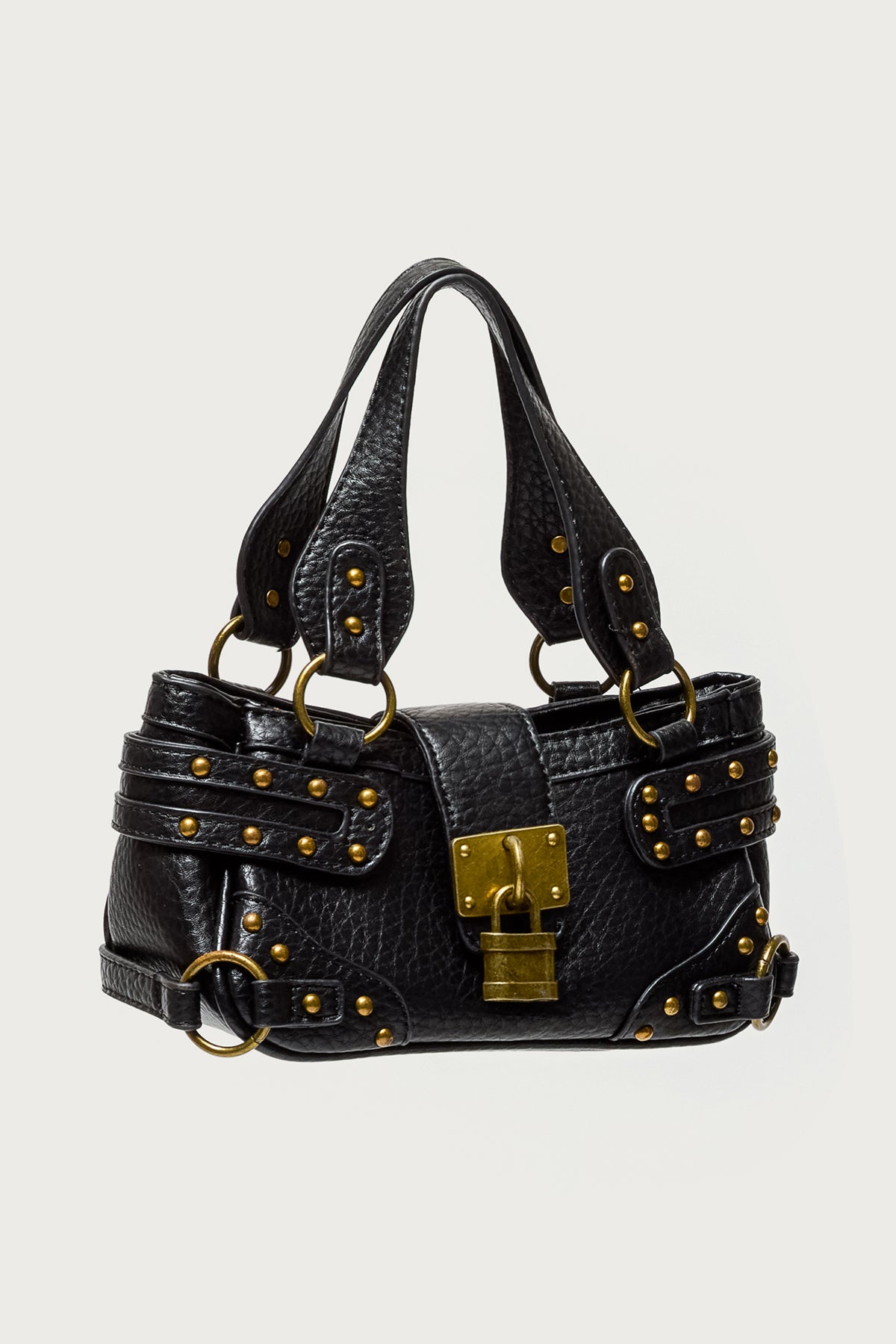 Faux Leather Studded Lock Bag - Image 3