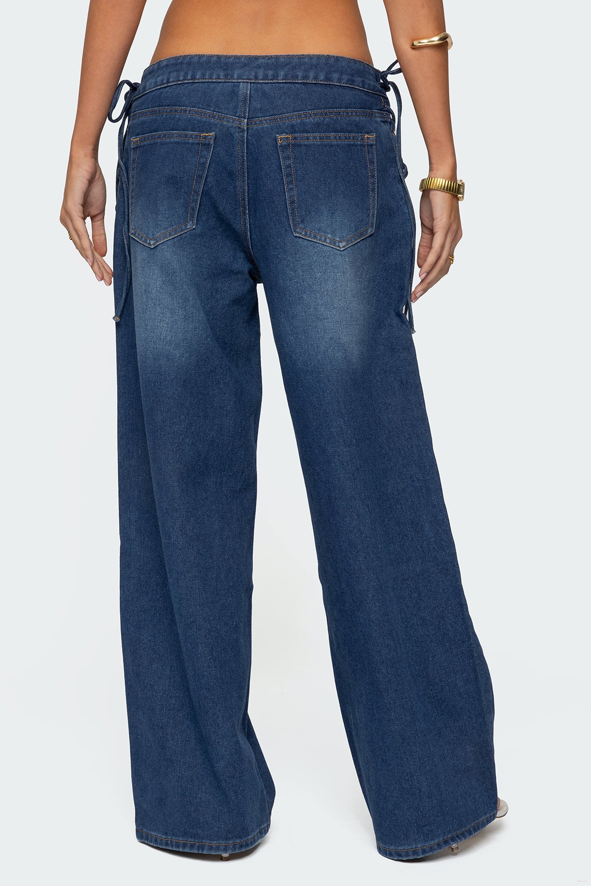 Katt Lace Up Low Rise Baggy Jeans - Image 4