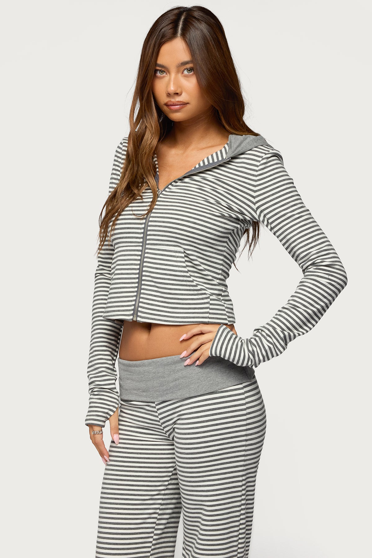 Meggy Striped Zip Up Hoodie - Image 3
