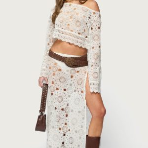 Milana Slit Sheer Lace Maxi Skirt