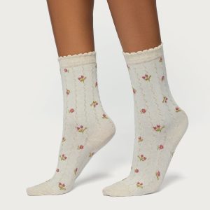 Embroidered Rose Socks