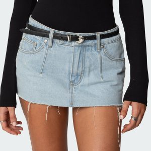 Abstract Buckle Faux Leather Belt