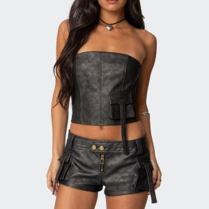 Ryan Faux Leather Cargo Corset