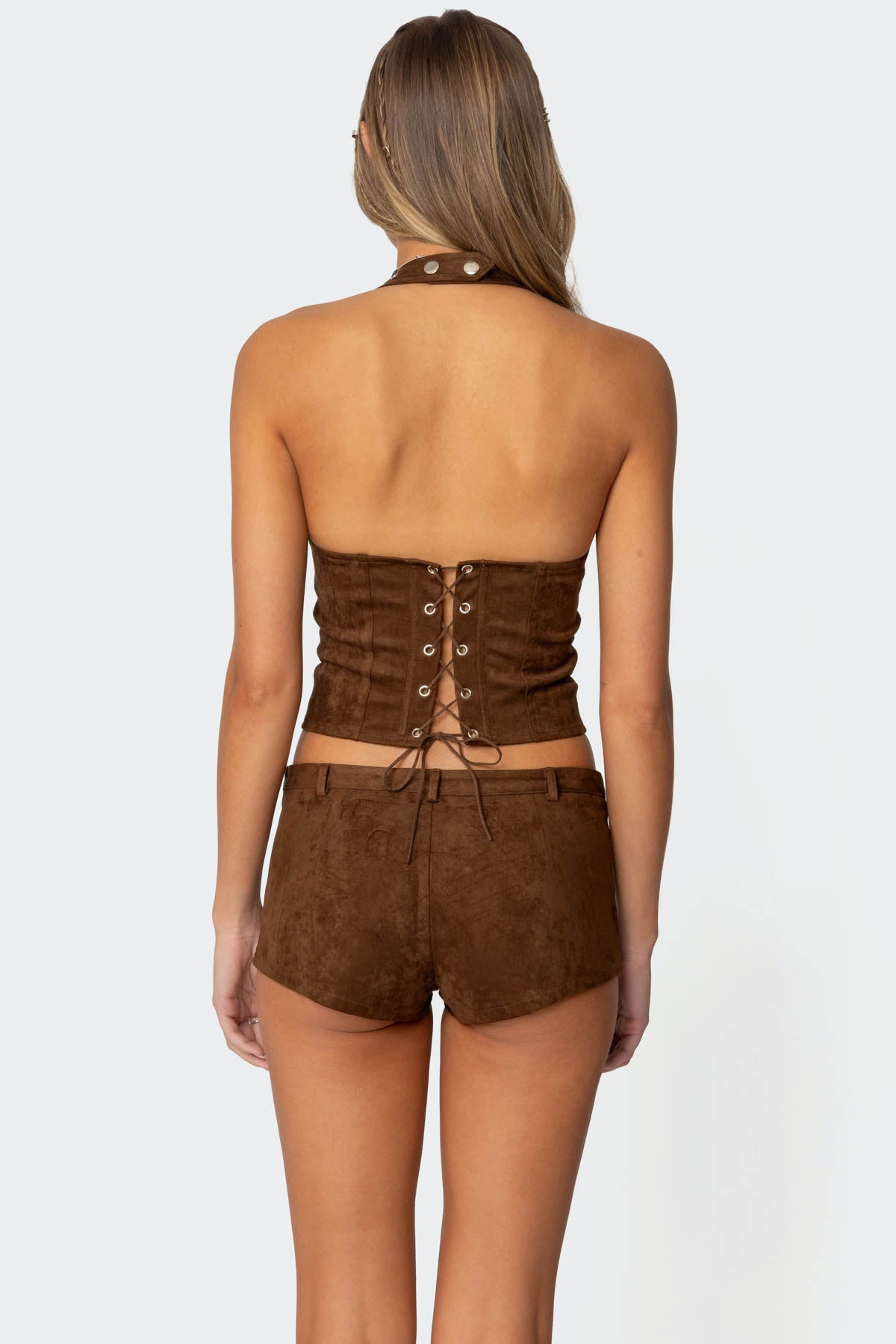 Sloane Faux Suede Halter Top - Image 4