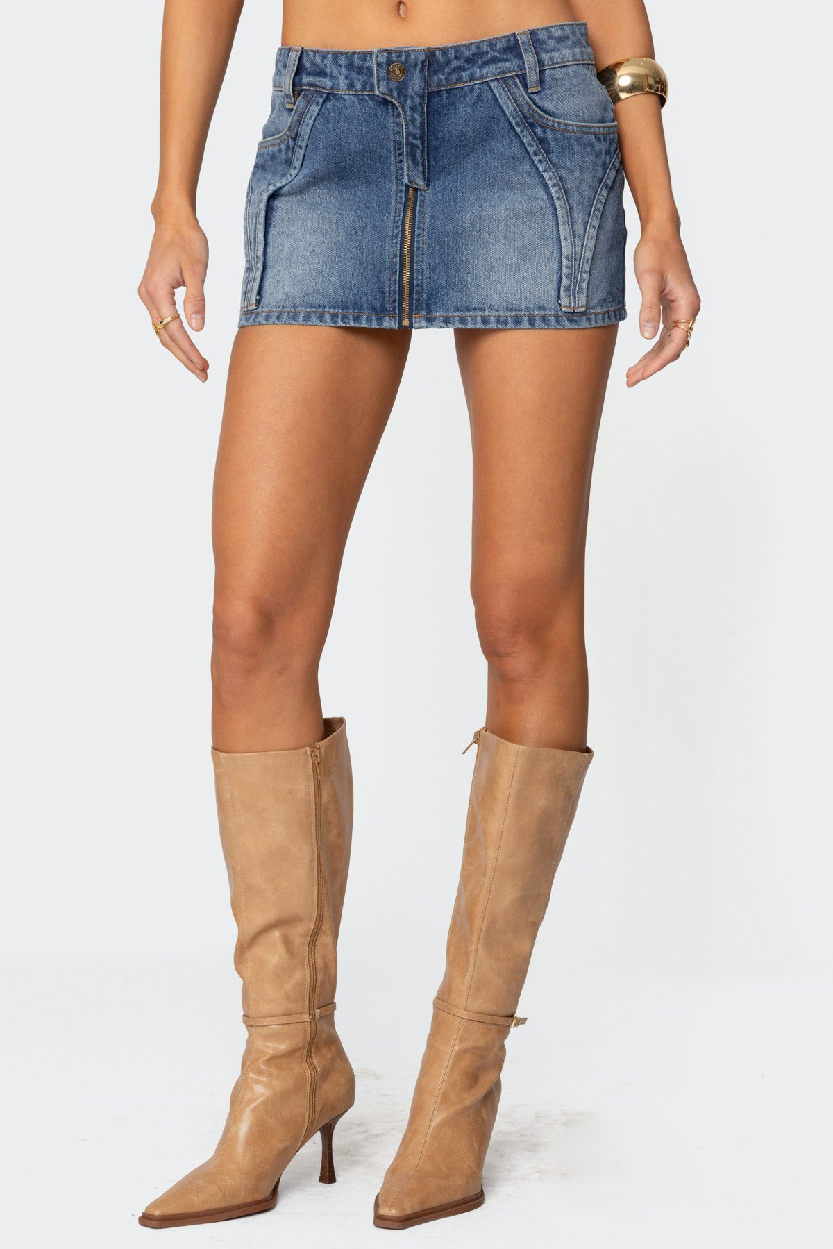 Anne Zip Up Denim Mini Skirt - Image 2