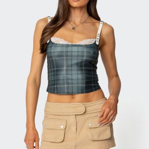 Plaid Lacey Peekaboo Top