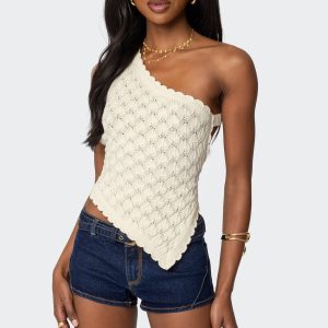 Codi Backless Asymmetric Knit Top