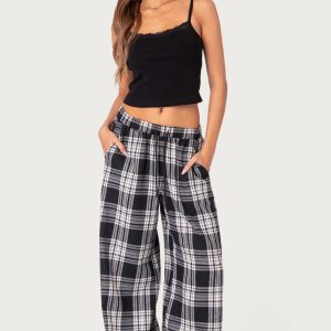 Lounge Around Plaid Wide Leg Pants