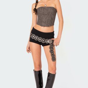 Christa Washed Faux Leather Corset