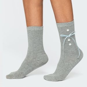 Ribbon & Flower Button Socks