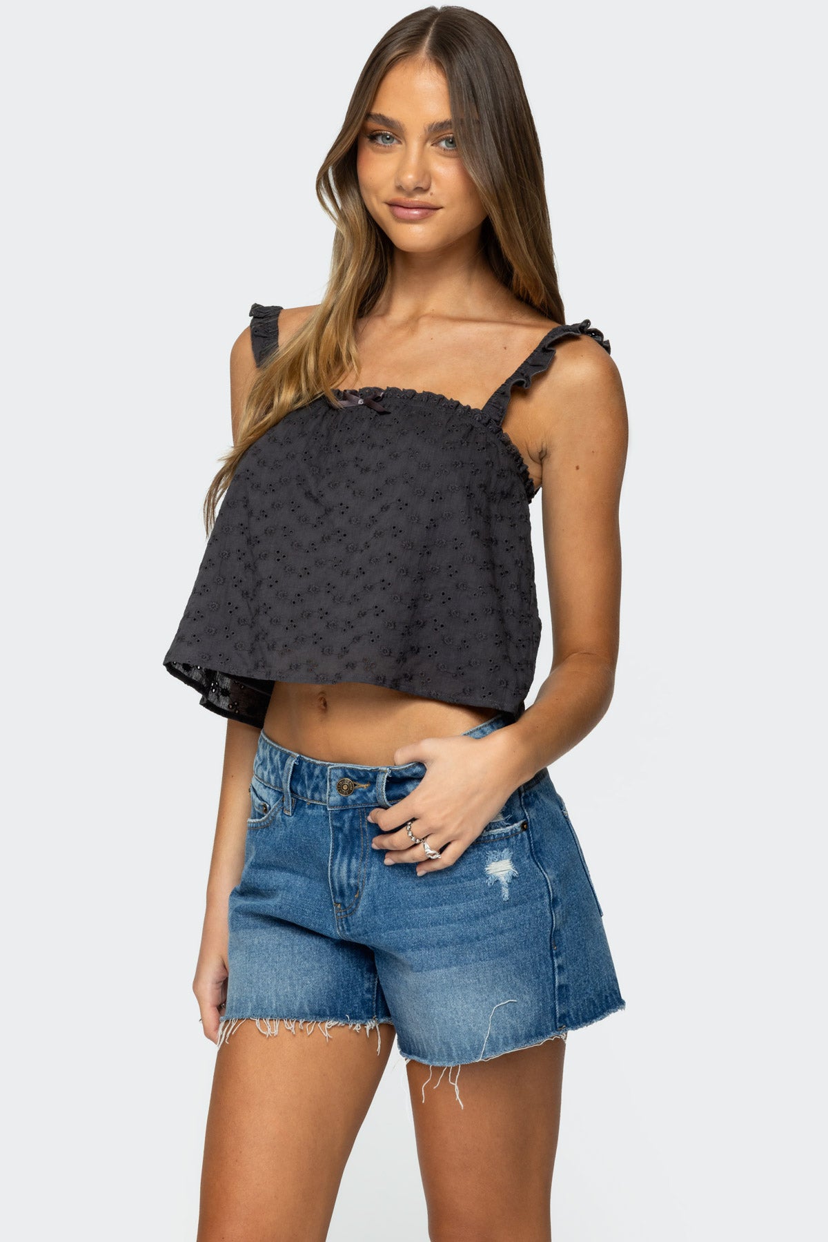 Tami Eyelet Ruffle Tank Top - Image 3