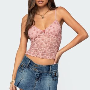 Floral Textured Lace Tank Top
