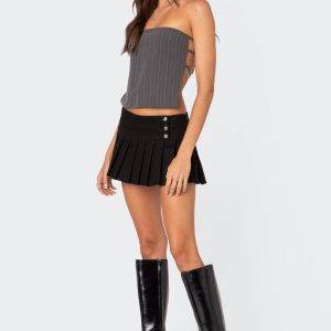 Pinstripe Open Back Strapless Top