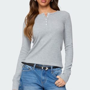 Helaine Waffle Henley T Shirt