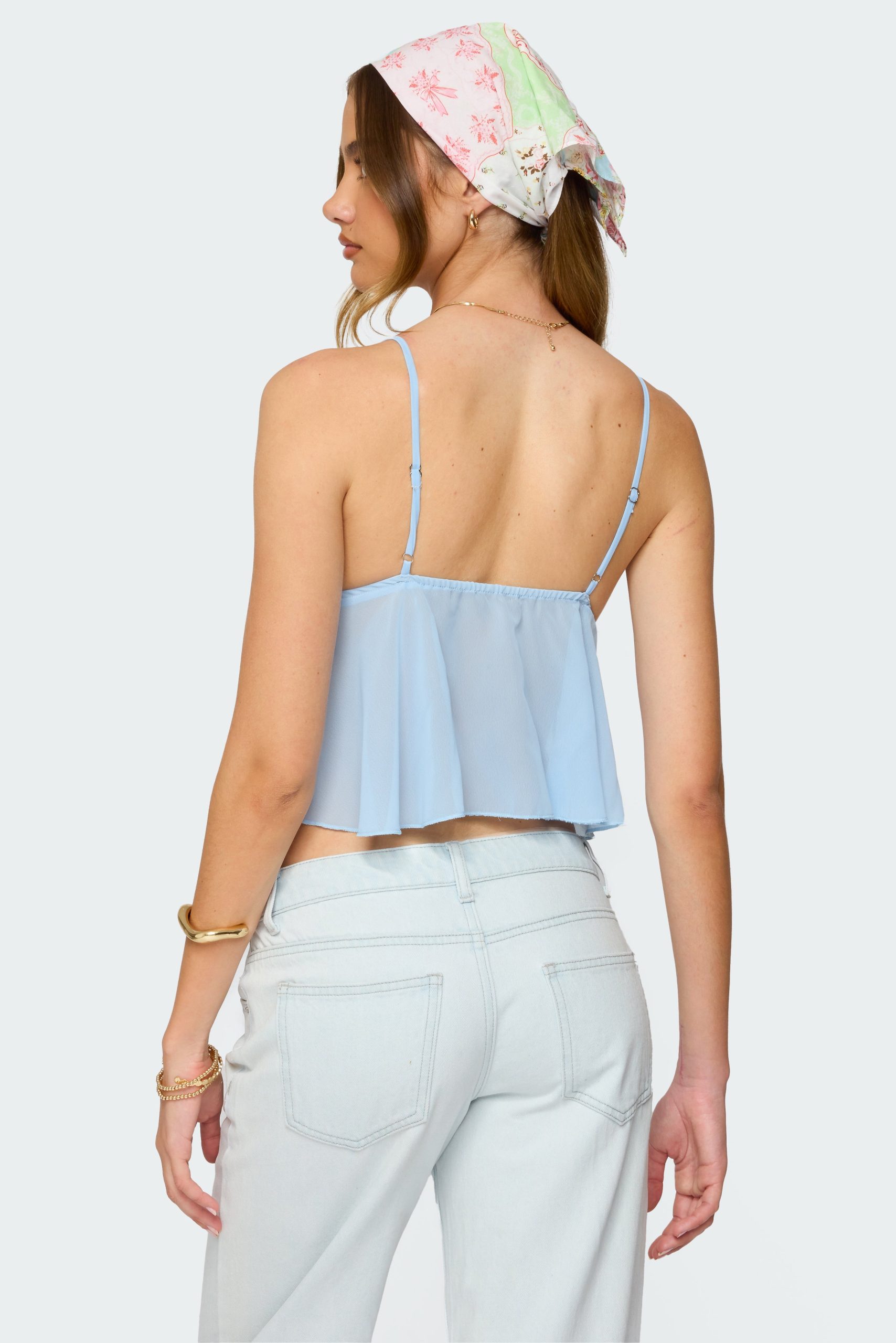 Ruffle Sheer Chiffon Babydoll Tank Top - Image 4
