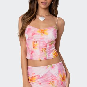 Stassi Cowl Neck Printed Corset