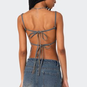 Lassy Washed Denim Bralette
