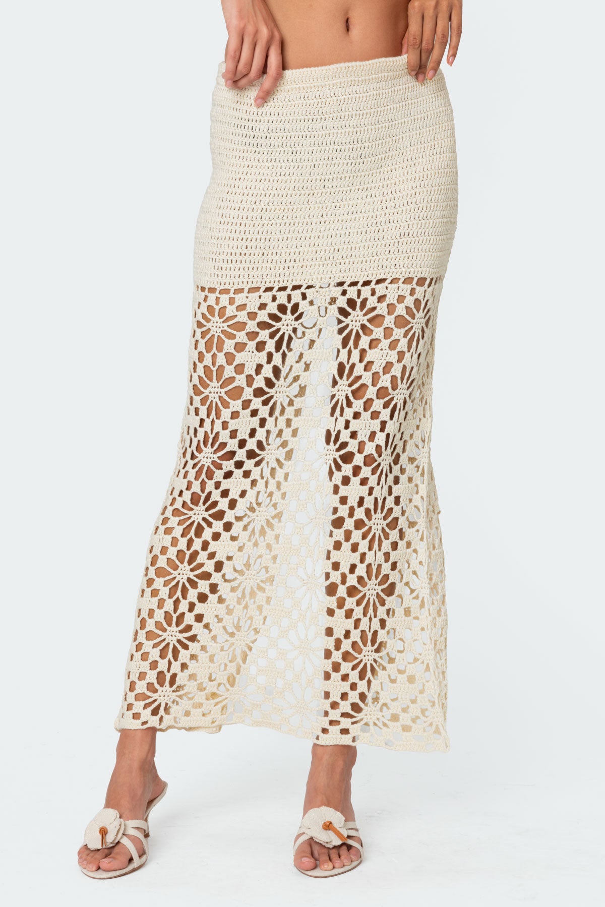 Ida Back Slit Crochet Maxi Skirt - Image 2