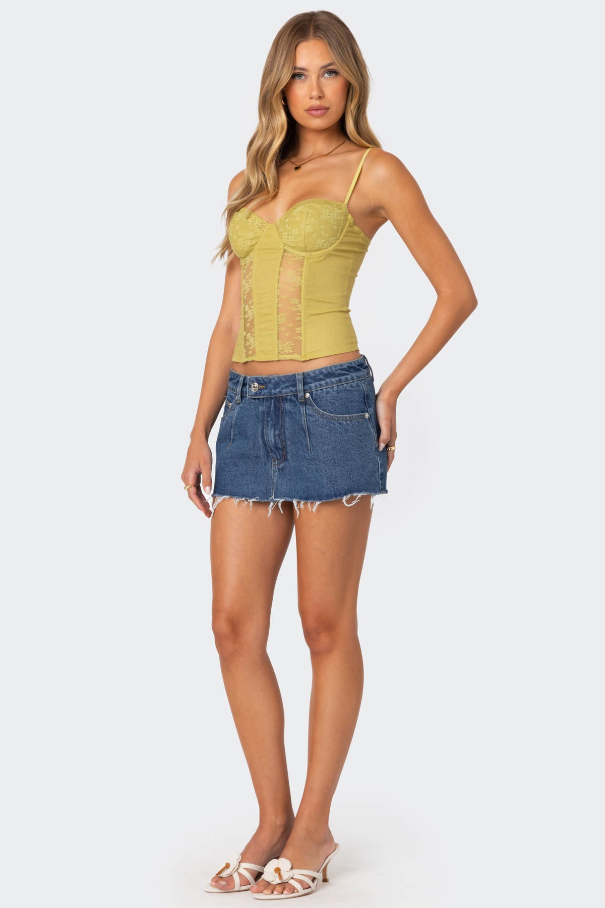 Avena Linen Look Lacey Corset - Image 4