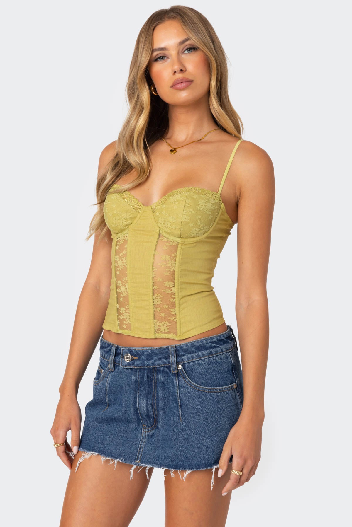 Avena Linen Look Lacey Corset - Image 3