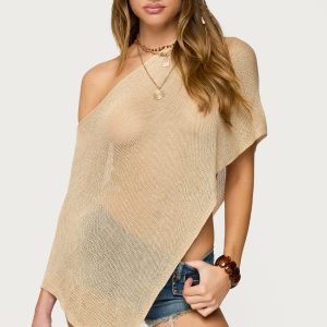 Azalia Asymmetric Knit Poncho