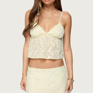Leora Textured Floral Babydoll Top