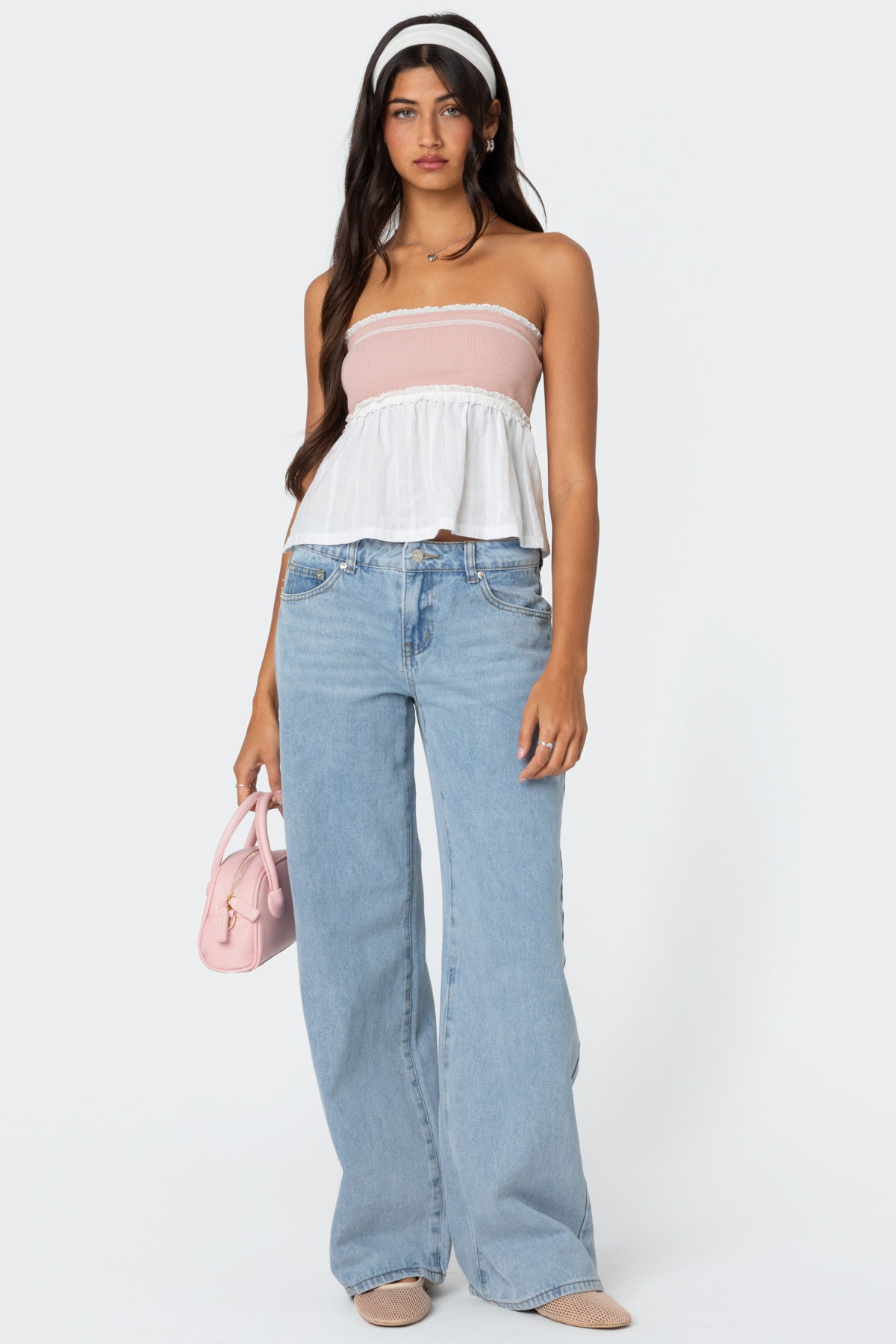Rena Ribbed Peplum Tube Top - Image 2