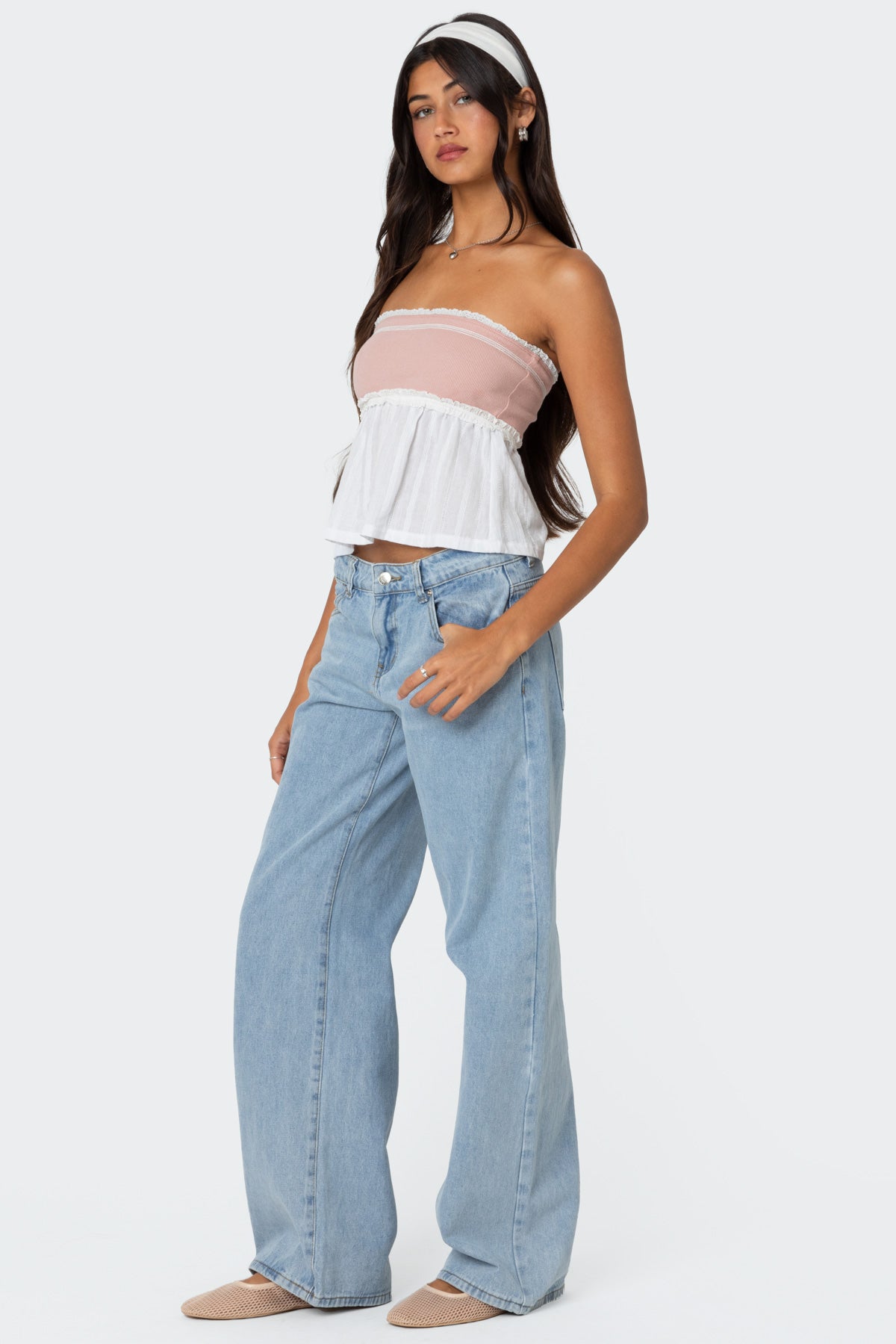 Rena Ribbed Peplum Tube Top - Image 4