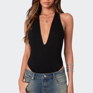 Deep V Backless Bodysuit