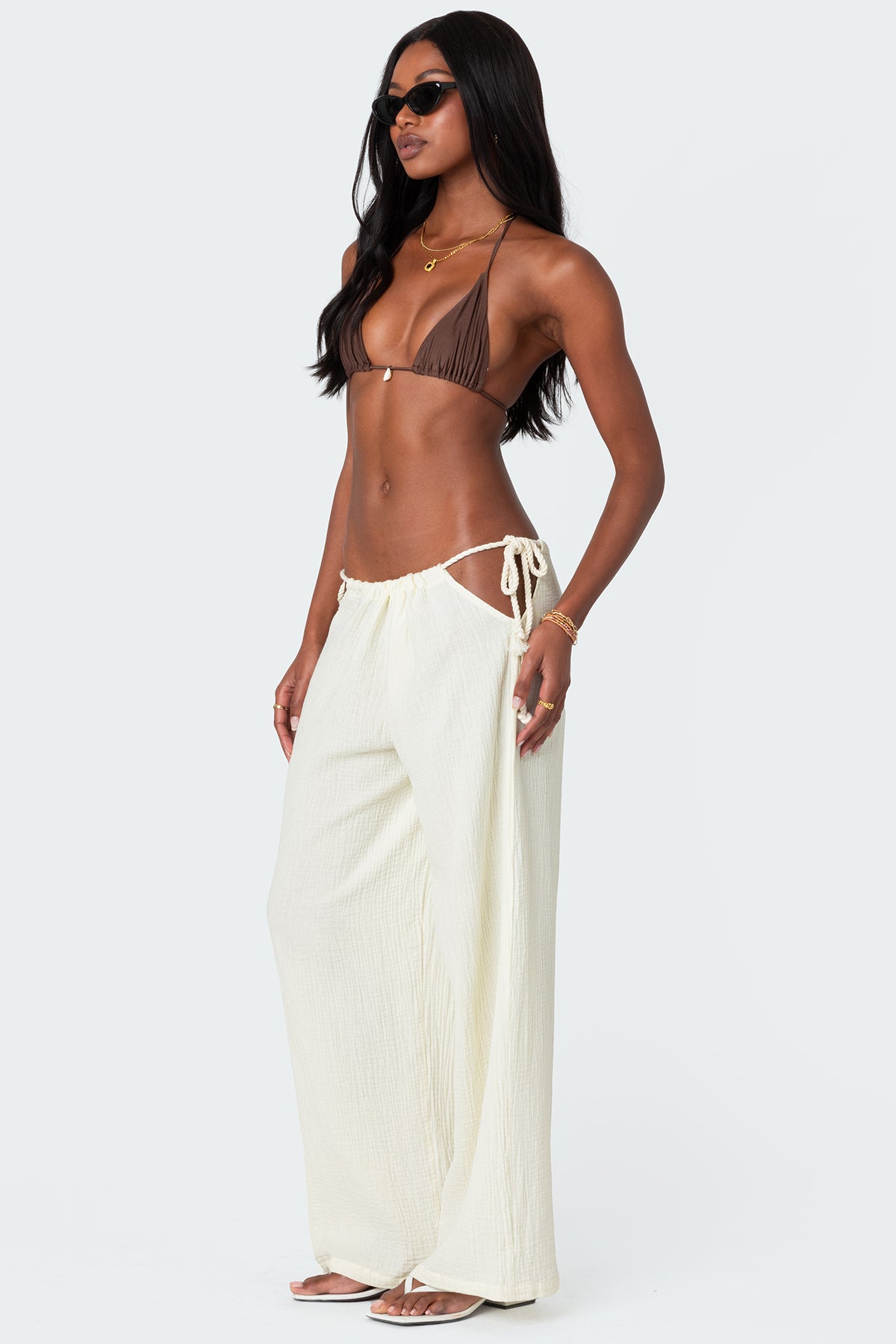 Leoni Side Tie Cotton Gauze Pants - Image 3
