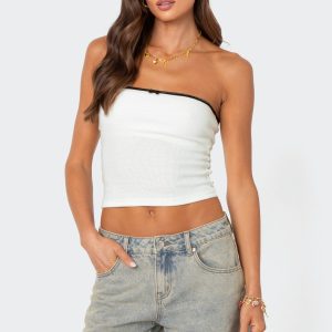 Built In Bra Waffle Tube Top