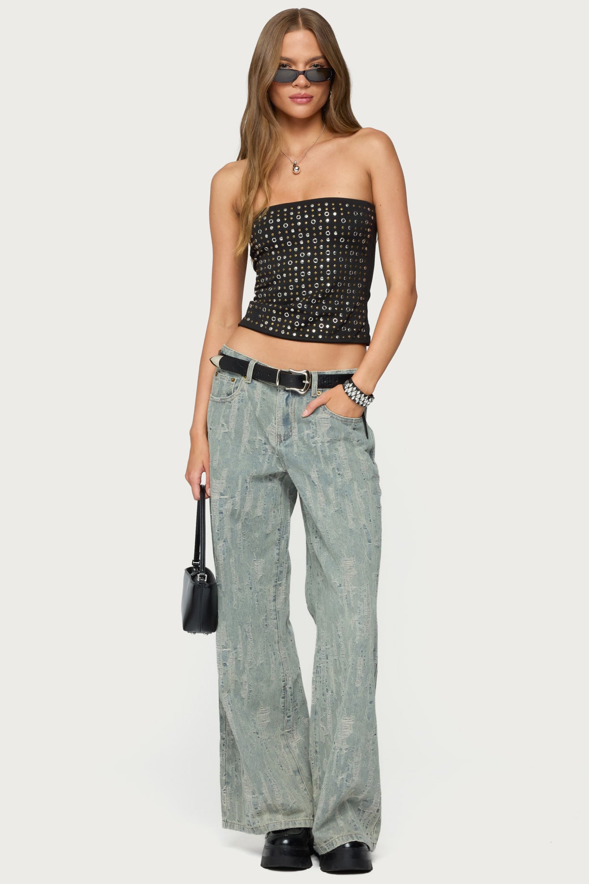 Blanco Studded Grommet Tube Top - Image 2