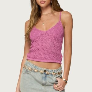 Frankey Sparkly Textured Knit Tank Top