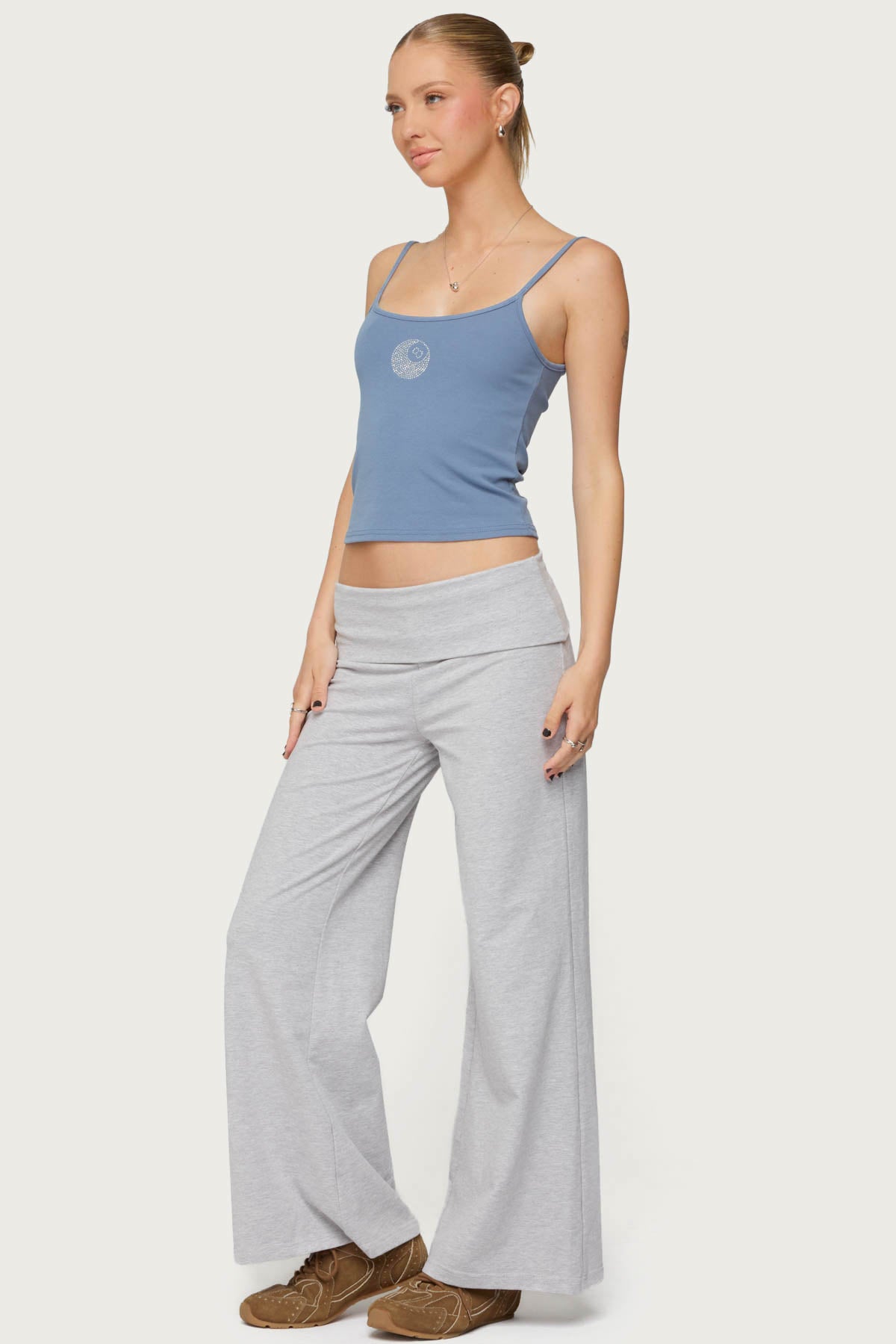 Petite Wide Leg Foldover Pants - Image 4