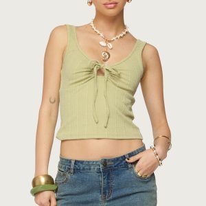 Yarah Keyhole Textured Ribbed Tank Top