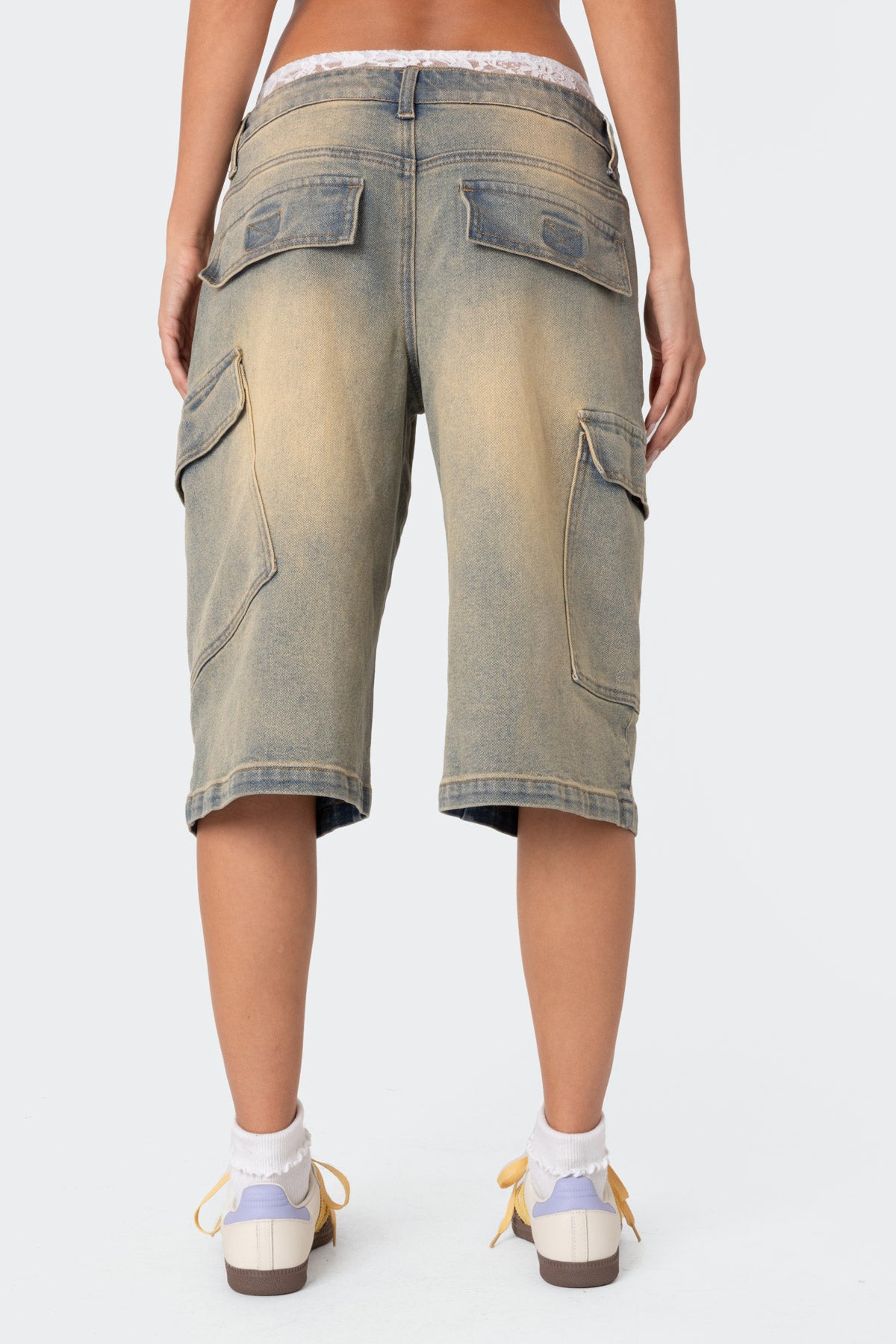 Lace Boxer Denim Bermuda Shorts - Image 5