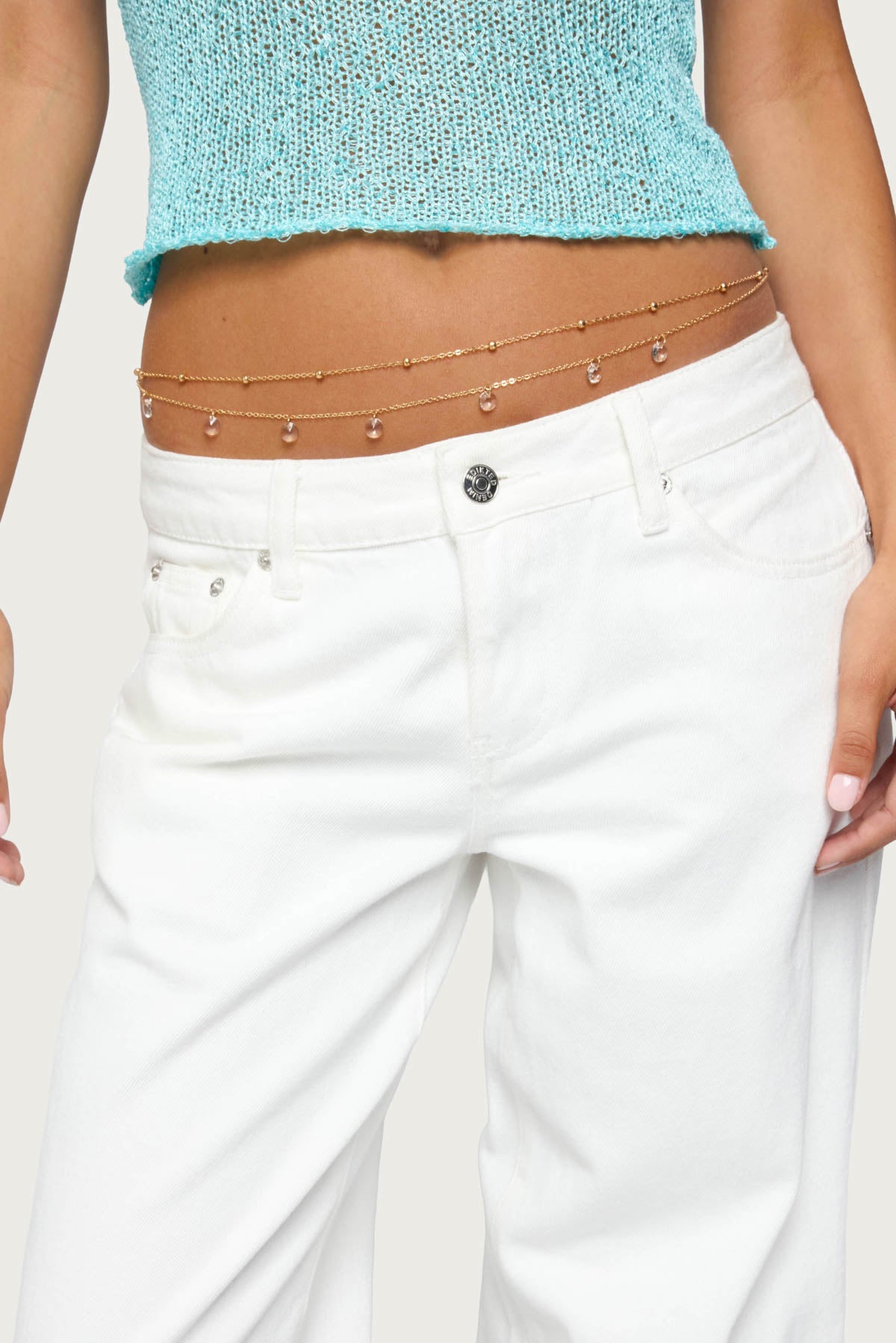 Gem & Bead Double Belly Chain