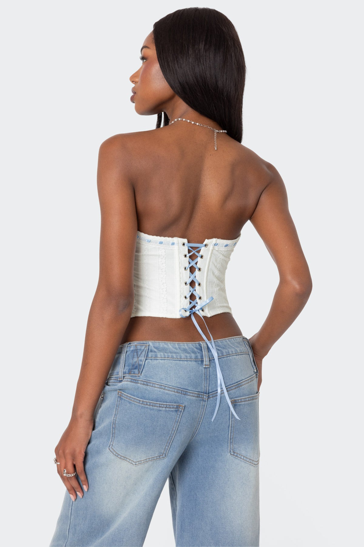 Mist Lacey Ribbon Corset - Image 5