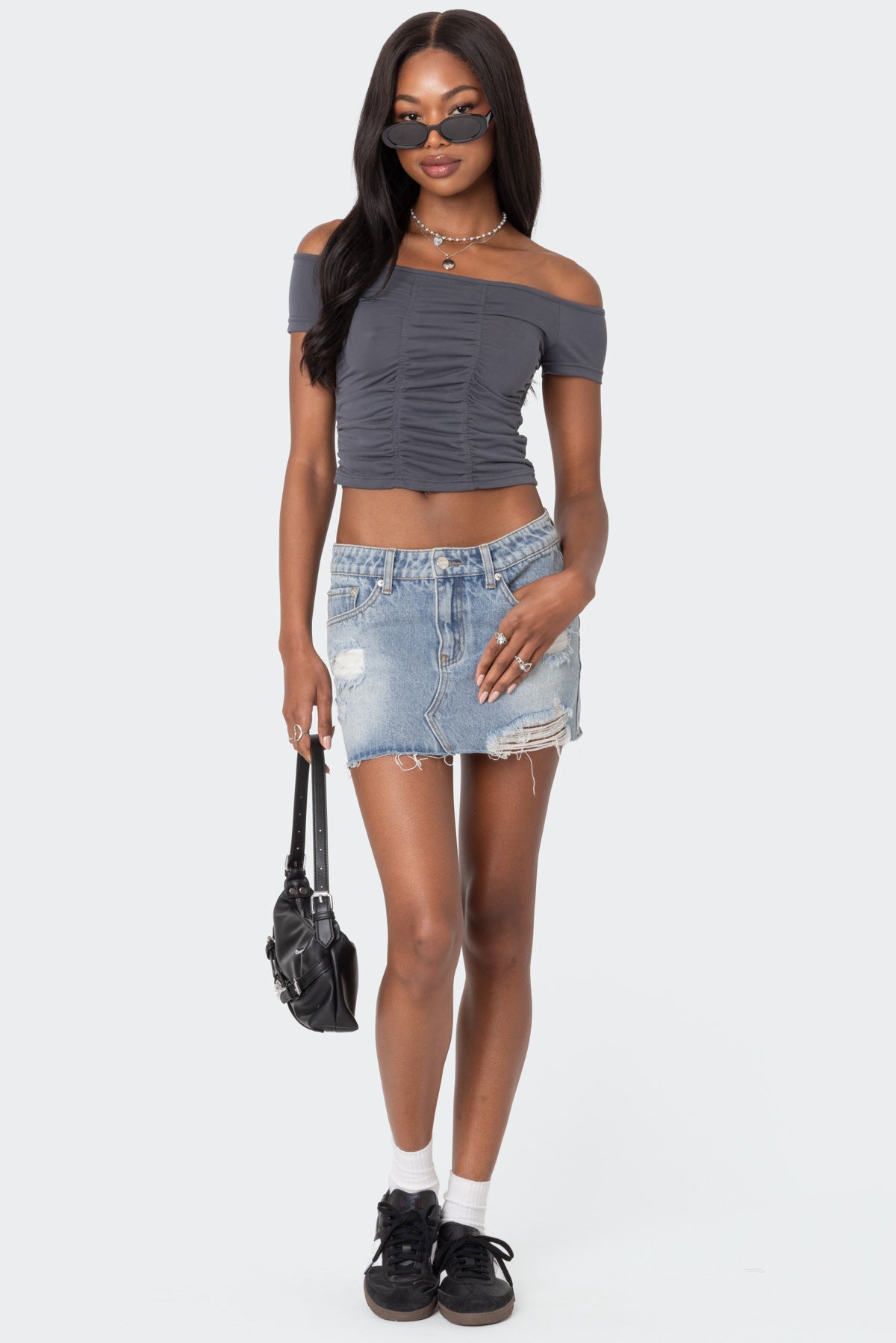 Triple Ruched Off Shoulder Top - Image 2