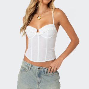 Semi Sheer Linen Look Corset
