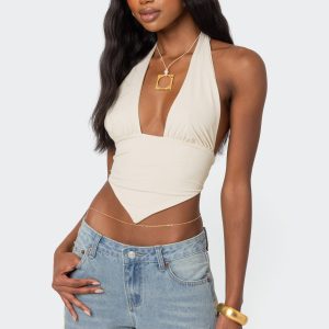 Open Back Triangle Halter Top